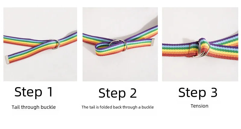 7-color Rainbow D-clip Women Ultra-long Casual Versatile Summer Waist Belt Fashionable Commuting Style Iron Buckle