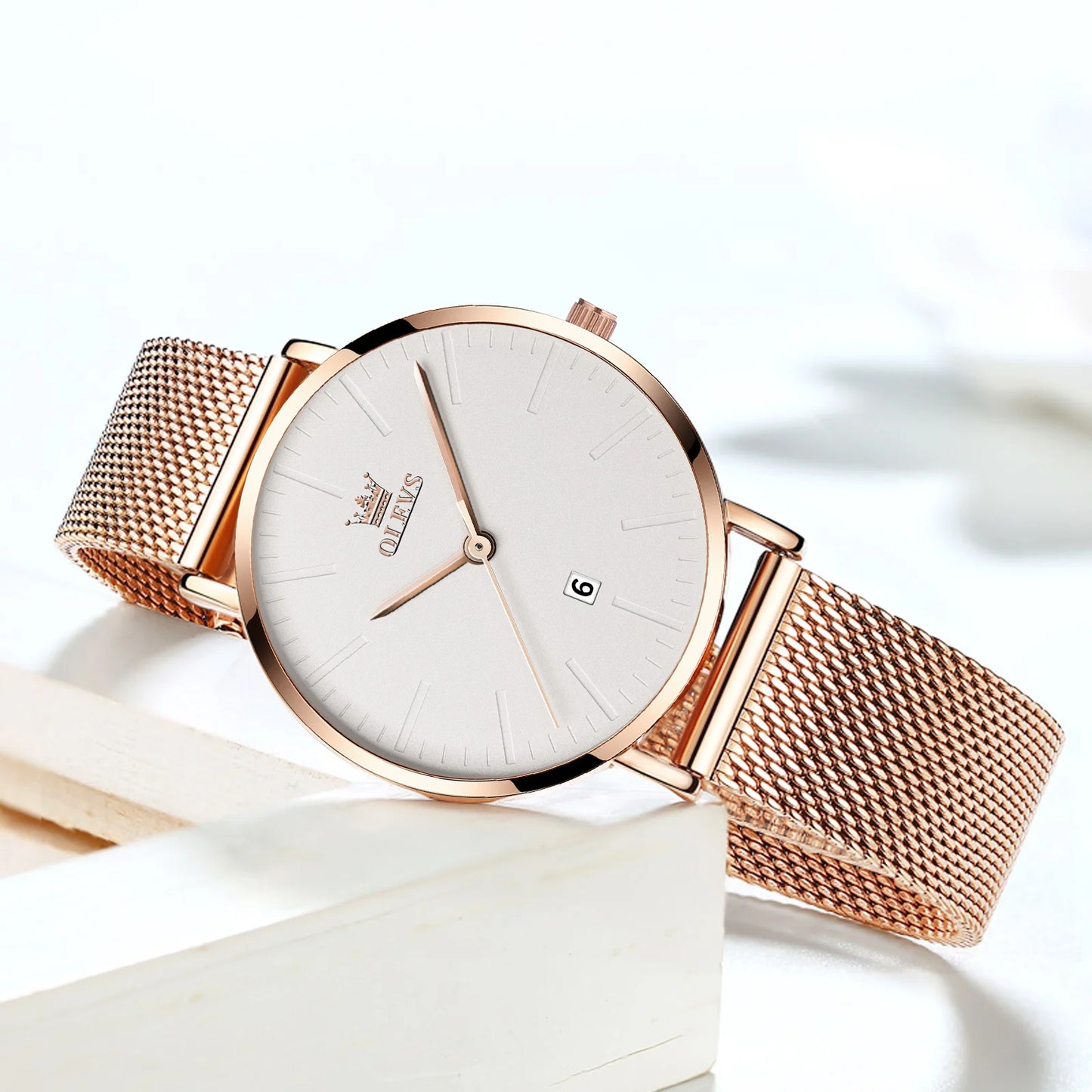 OLEVS Luxury Fashion Watch for Women Stainless Steel Waterproof Quartz Ladies Wristwatch Original Simple Elegant Women's Watches