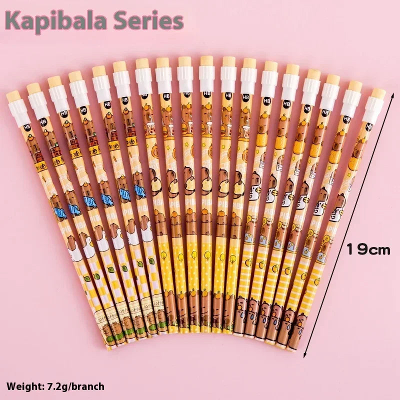 10Pcs/Lot Cute Cartoon HB Pencil With Big Rubber Kawaii Capybara Pony Pencils Student Kids Writing Pen School Stationery Gifts