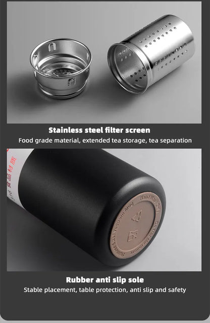 Large Capacity 1500ml Coffee Thermos Vacuum Bottle with Tea Filter Travel Stainless Steel Vacuum Flasks Cup Keep Hot Cold 1L