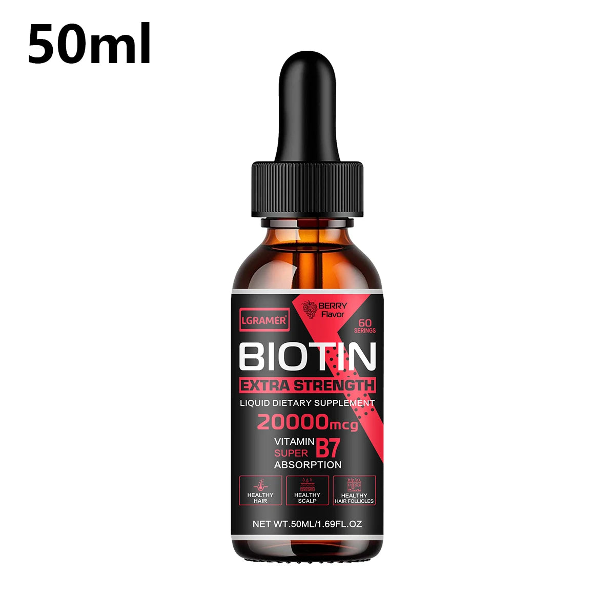 Suero de biotina para el crecimiento del cabello, productos anticaída, crecimiento rápido, previene el frizz, tratamiento reparador para cabello dañado, spray para el cuidado de la barba y el cuero cabelludo.
