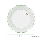 Ceramic Plate Household Bone China Dinner Plate Set Vintage Green Flower Dishes Tableware Oval Large Tray Dinnerware Sets