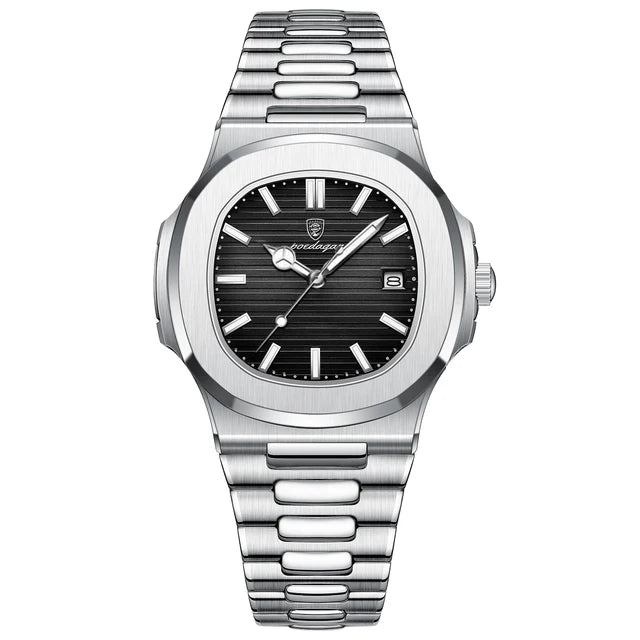 Poedagar-2022 New Luxury Quartz Watch Men Business Waterproof Watches Male Luminous Date Stainless Steel Square Watch 