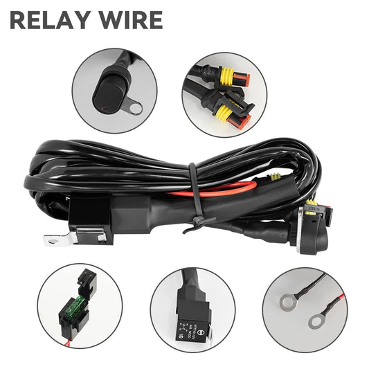 Motorcycle Fog Light Wiring Harness LED Lamp Headlamp Refit Relay Wire Motorbike Spotlight Cable Accessory