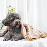 Soft Fluffy High Quality Pet Blanket Flannel Dog Sleeping Blanket Paw Print Pattern Pet Mat Warm Comfortable Blanket for Cat Dog