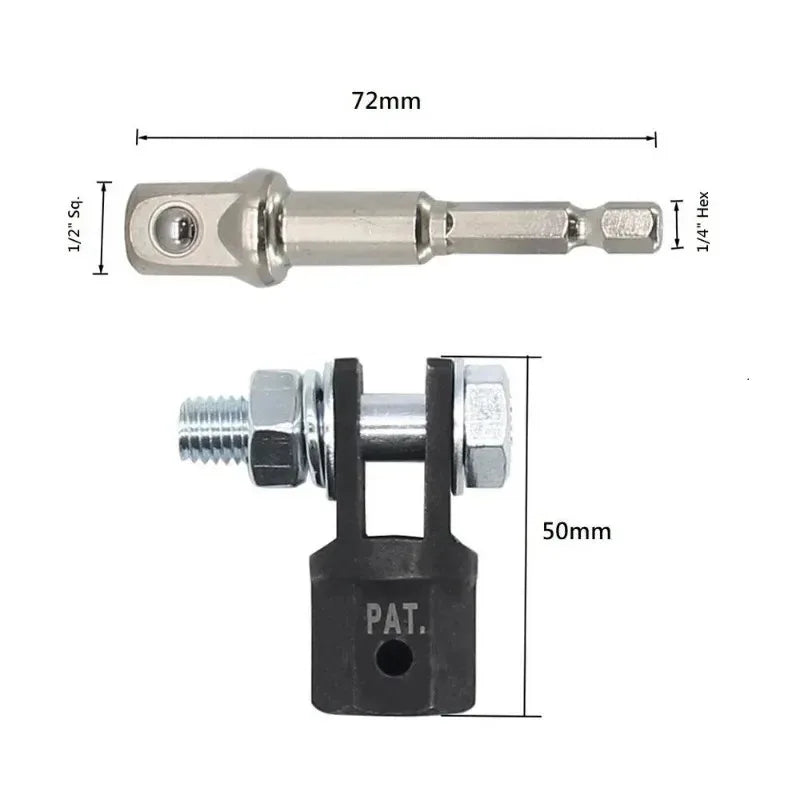 Adaptador de gato de tijera de 1/2 pulgada, adaptador de acero al cromo vanadio, llave inglesa, herramienta para taladro de gato automotriz, adaptadores para taladros de impacto, enchufe