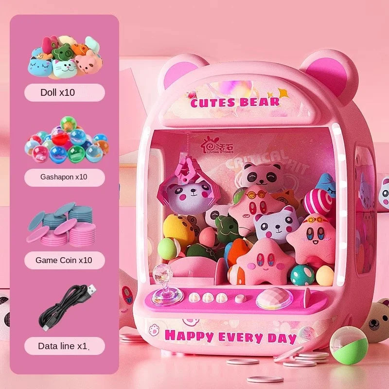 Máquina de muñecas DIY de gran tamaño para niños, juego de monedas, minimáquina de garras, grúa, muñeca musical, regalos de Navidad