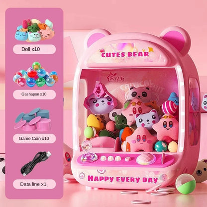Máquina de muñecas DIY de gran tamaño para niños, juego de monedas, minimáquina de garras, grúa, muñeca musical, regalos de Navidad