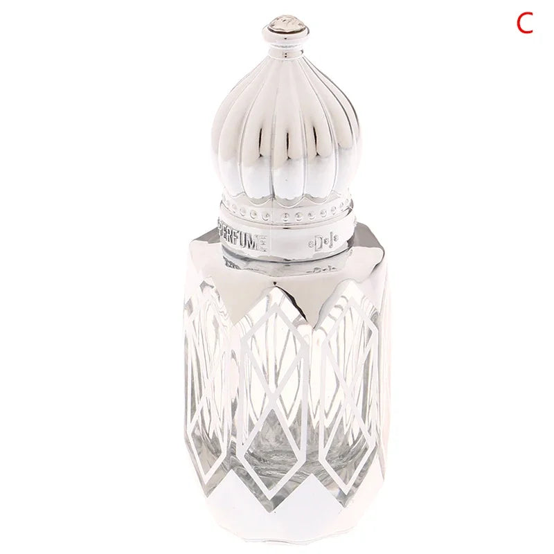 Mini Glass Roll on Bottle Hot Stamped Silver Rollerbal Essential Oil Container Blending Perfume Bottle Empty Essential OilBottle