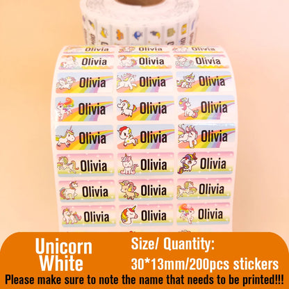 Custom Name Tag Sticker Waterproof Kawaii Stickers Decals Personalized First Name Label for Children School Stationery Bottle