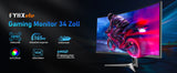 FYHXele 34 inch 99% sRGB Gaming Office Curved Screen 165Hz Refresh Rate 1ms High Reaction Speed Equipped With 3440*1440P Resolution HDMI or DP Interface 21::9 Proportional Screen
