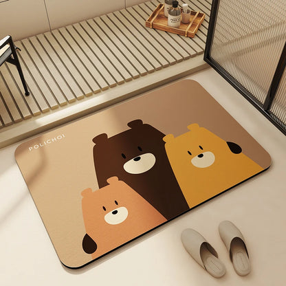 Diatomaceous Earth Bath Mat Bathroom Rug Absorbent Non-slip Floor Foot Mats Quick Dry Shower Carpet Toilet Pad Doormat Washable