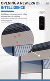Sistema de toldo de techo de pérgola de vidrio retráctil de aluminio con apertura motorizada y cubierta eléctrica ajustable para terraza. Techo de pérgola para exteriores.