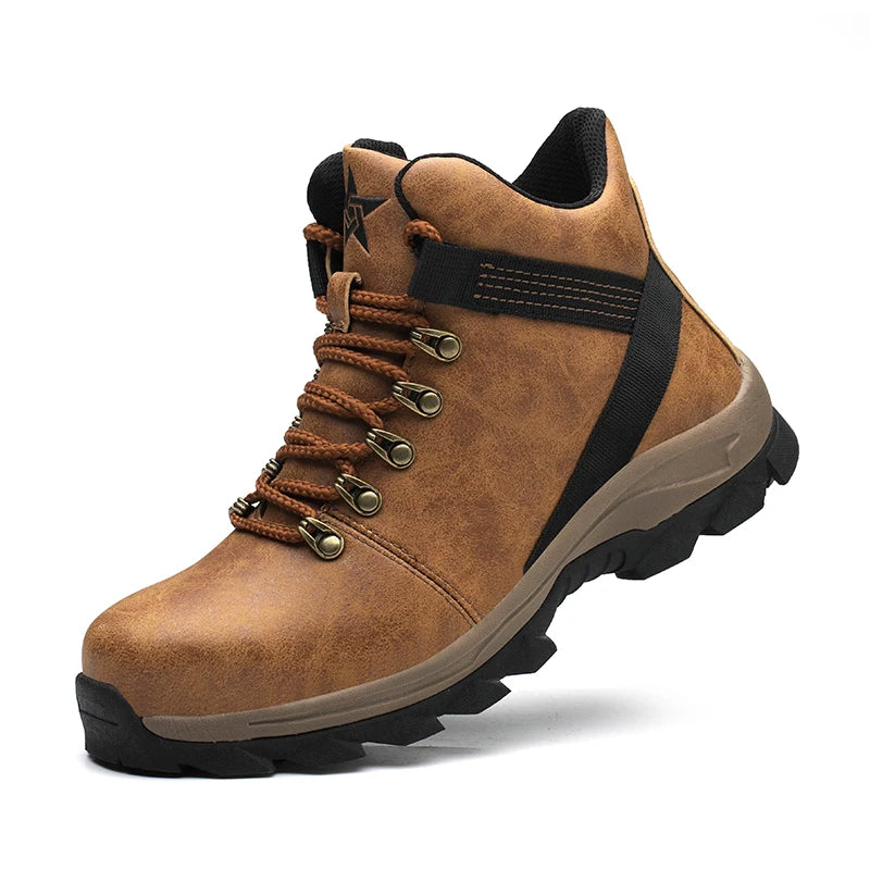 Latest 2023 Waterproof Men Leather Boots Steel Toe Cap Safety Work Shoes Anti Smashing Indestructible Construction Welding Boots