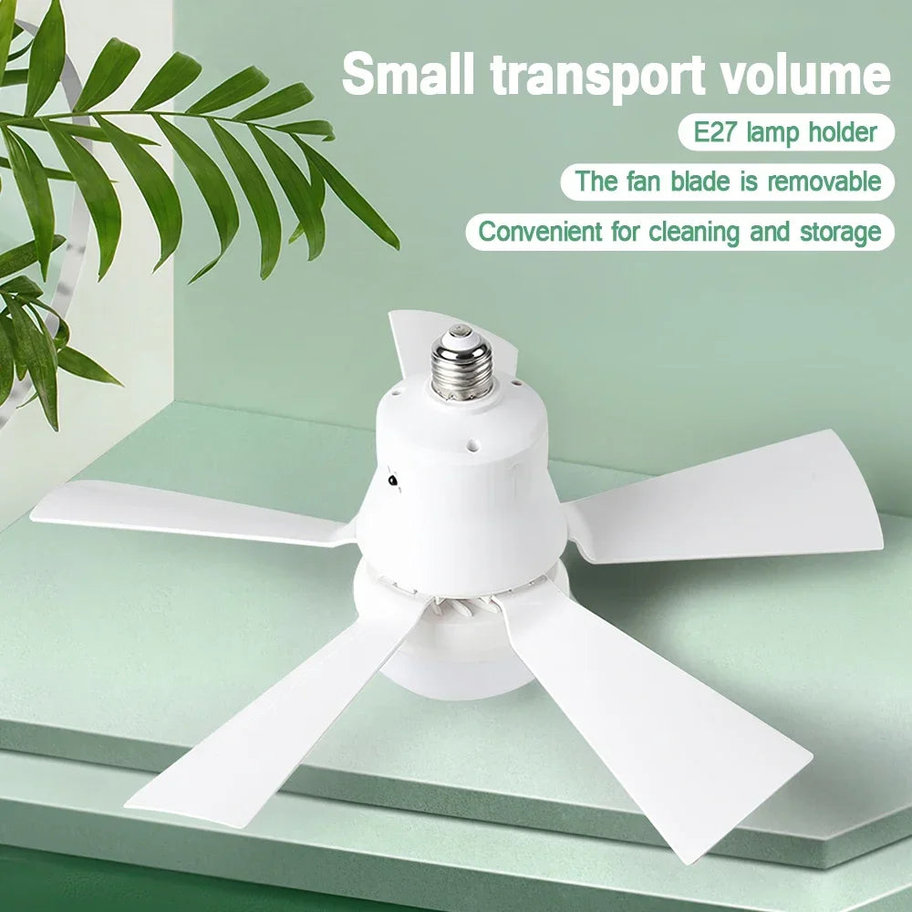 E27 Screw Head LED Fan Light Remote Control Three Color Dimming Detachable Fan Leaf for Kitchen Bedroom Smart Silent Use 85-265V