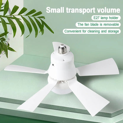 E27 Screw Head LED Fan Light Remote Control Three Color Dimming Detachable Fan Leaf for Kitchen Bedroom Smart Silent Use 85-265V