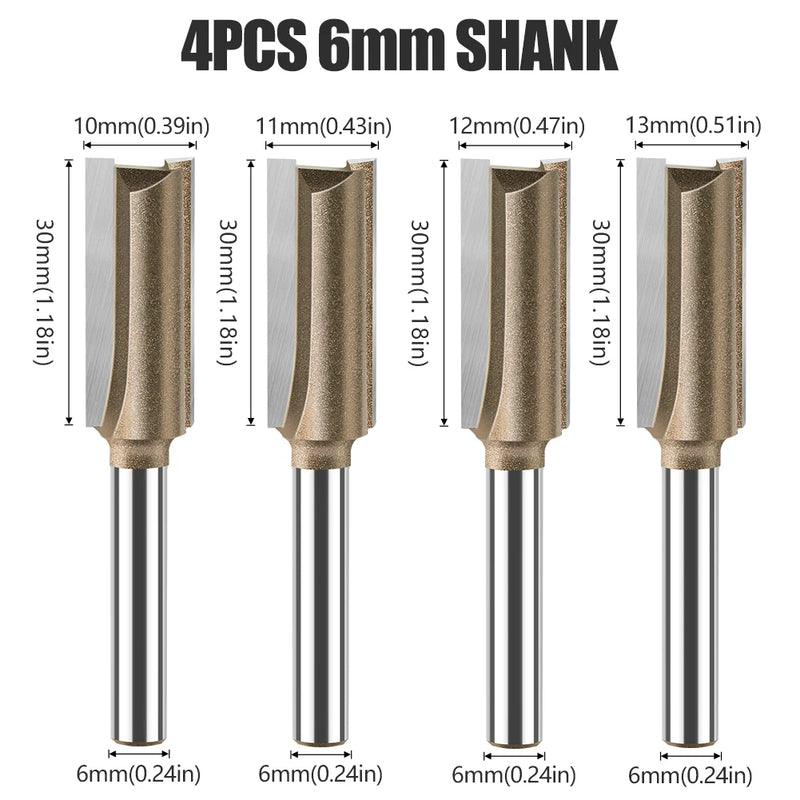 6mm Shank CNC Straight Bit Flush Trim Single Double Flute Router Bit Tungsten Carbide Milling Cutter Woodworking Tools