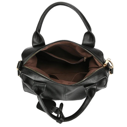 Genuine Brand Soft Leather Shoulder Bag For Women Casual Tote Bag Female Solid Color Purse Simple Design Handbag Commuting Sac