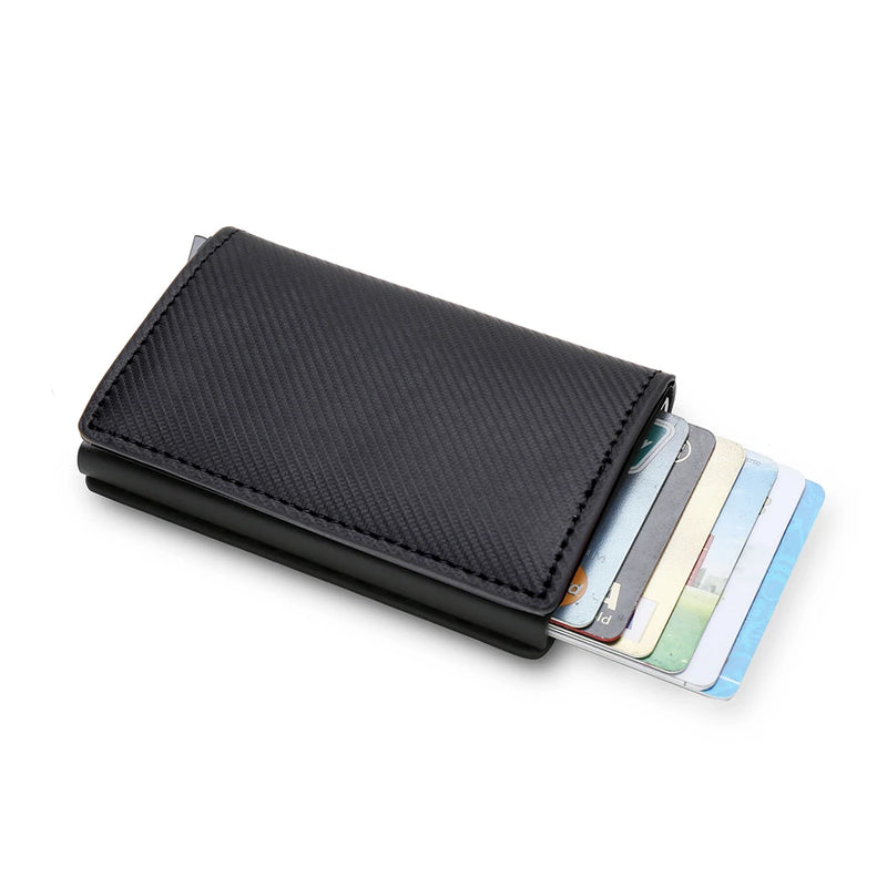 Rfid Aluminum Men Wallet Card Holders Purse Carbon Fiber Men Business Slim Thin Smart Wallet Credit Cardholder Case Note Holder