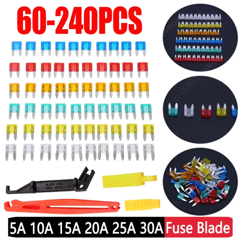 Kit de fusibles de cuchilla para coche (60-240 unidades, 5A, 10A, 15A, 20A, 25A y 30A), juego mixto, para camión