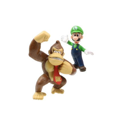 Figuras de acción de Super Mario Bros. de PVC, set de 6 unidades, Luigi, Yoshi, Donkey Kong, Mushroom, para niños, regalos de cumpleaños