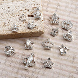 10pcs New Crown Alloy Zircon Nail Art Charms Silver Shiny Crystals Jewelry Hot Sale Nails Decoration 3D Manicure Accessories %2