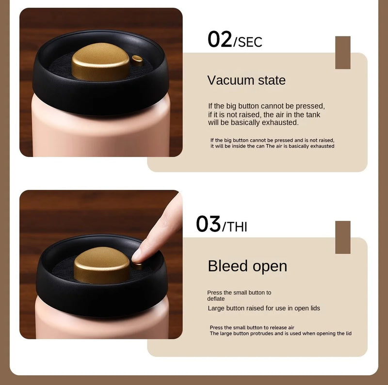 316 Stainless Steel Vacuum Coffee Storage Container Airtight Light-proof Tea Spice Food Storage Jar Kitchen Tool