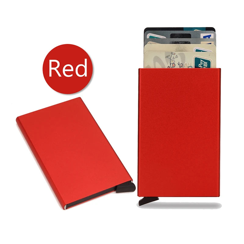 Tarjetero RFID de aluminio metálico, minibilleteras minimalistas y delgadas para hombre y mujer, tarjetero de negocios para hombre y mujer