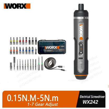 Juego de destornilladores eléctricos WORX WX242 de 4 V, destornilladores eléctricos inalámbricos inteligentes, recargables por USB, juego de 30 puntas, minitaladro, herramienta eléctrica