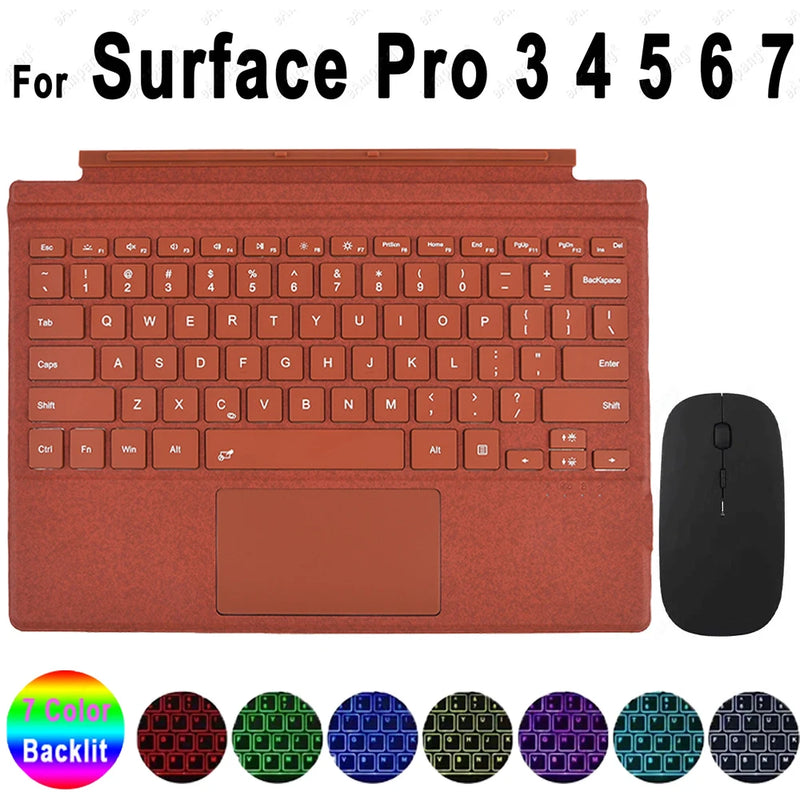 Trackpad Keyboard for Microsoft Surface Pro 3 4 5 6 7 8 9 X Backlit Russian Spanish Arabic Portuguese French Hebrew Keyboard