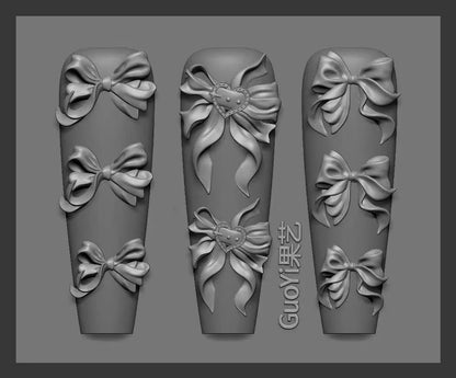 1pc Bowknot Candles Jellyfish Shell Rose Leaf  3D Acrylic Mold Nail Art Decoration Nails DIY Design Silicone  Nails Mold