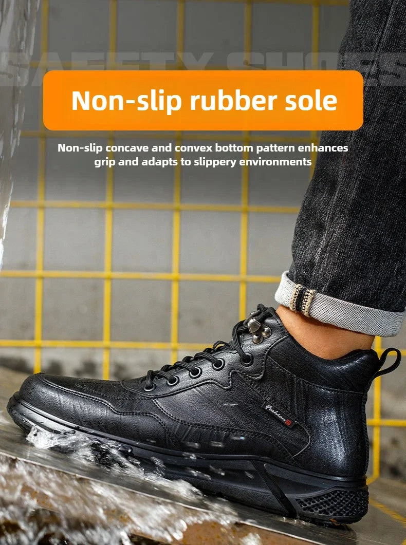 waterproof safety sneaker for men winter anti-slip boots man construction indestructible black work boots steel nose work shoes
