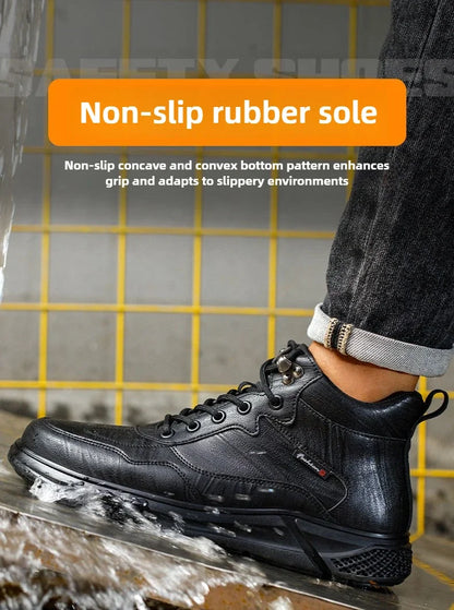 waterproof safety sneaker for men winter anti-slip boots man construction indestructible black work boots steel nose work shoes