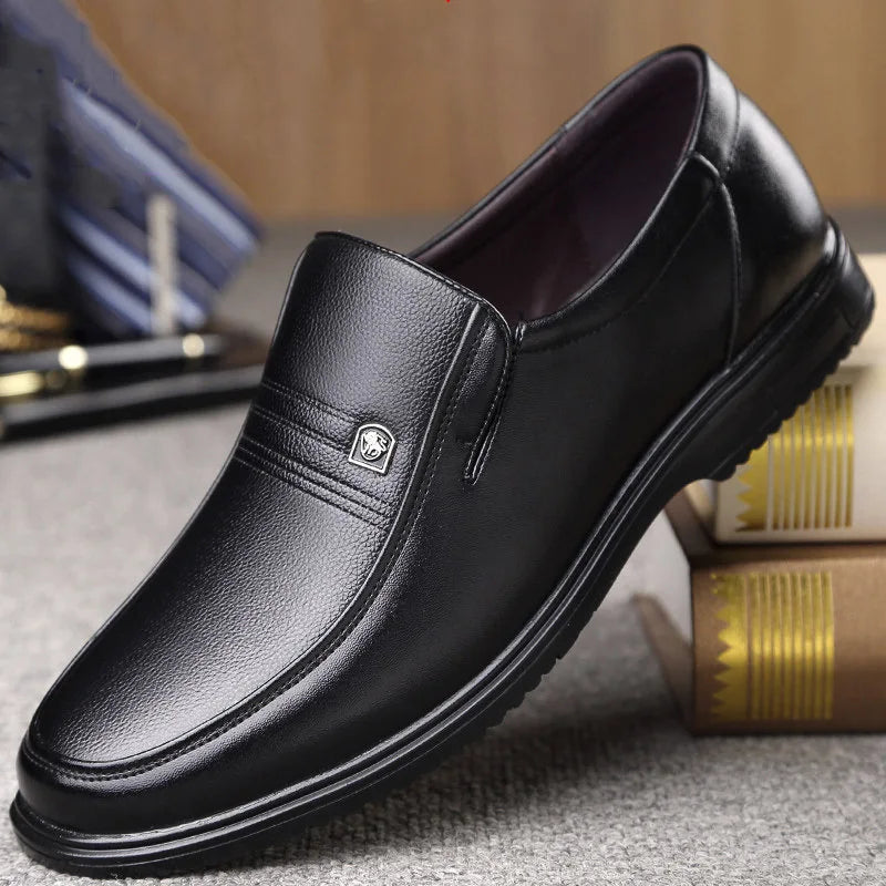 Leather Men Formal Shoes Luxury Brand 2025 Men's Loafers Dress Moccasins Breathable Slip-on Black Driving Shoes Plus Size 38-46