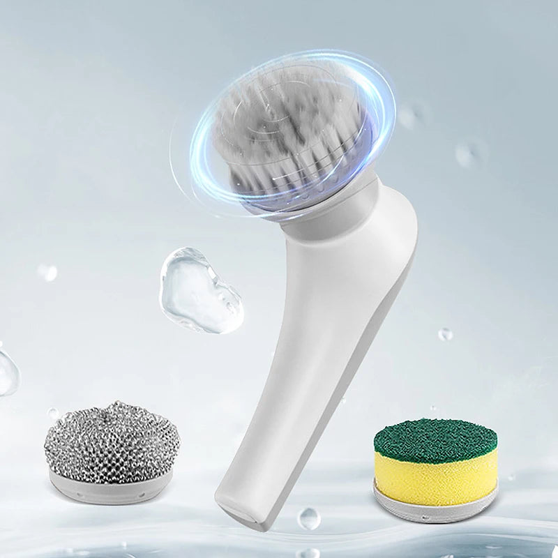 Escova elétrica multifuncional 3 em 1 para limpeza de pias, janelas, etc.-carregamento USB, esponja rotativa e escova de arame