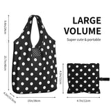 Custom Recycling Classic Black And White Polka Dot Shopping Bag Women Tote Bag Portable Grocery Shopper Bags