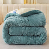Thick Warm Imitation Lambswool Winter Blanket for Bed, Soft Jacquard Coral Fleece Quilt, Double-Sided Plush Weighted Blanket 5kg