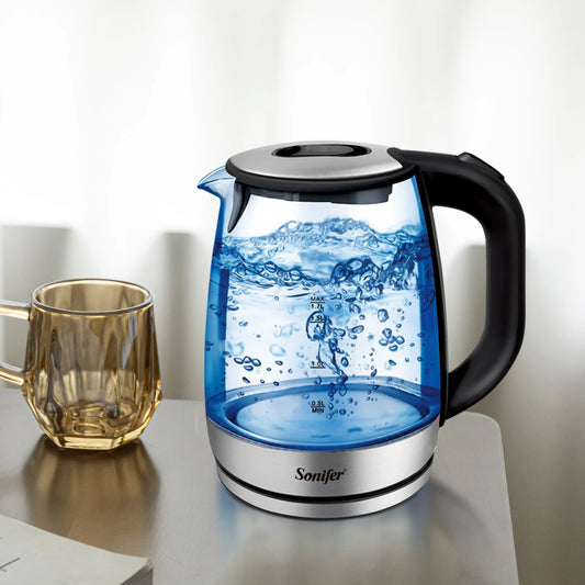 Glass Electric Kettle With Led Lighting 2200W Health Preserving Pot Kettle Kitchen Appliances Quick Boiling Without BPA Sonifer