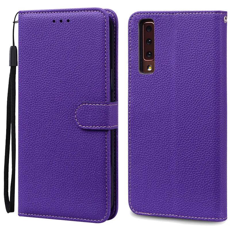 Funda de cuero de lujo con tapa para Samsung Galaxy A7 2018 (SM-A750F)