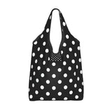 Custom Recycling Classic Black And White Polka Dot Shopping Bag Women Tote Bag Portable Grocery Shopper Bags
