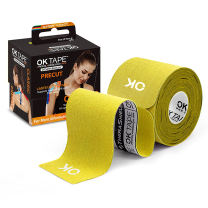 OK TAPE Kinesiology Tape 5CM X 5M Precut, 20 Strips, Latex Free Elastic Athletic Bandage, Gym Fitness Ankle Knee Finger Arm