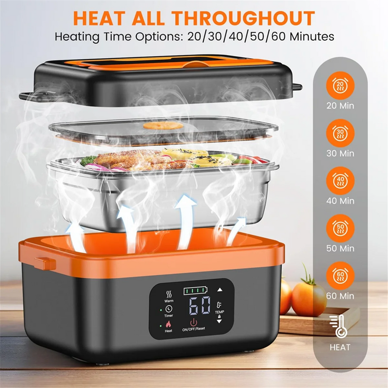 A98I-Cordless Electric Lunch Box,Rechargeable Self-Heating Food Warmer With 16000Mah Battery,For Work/Travel/Car/Office
