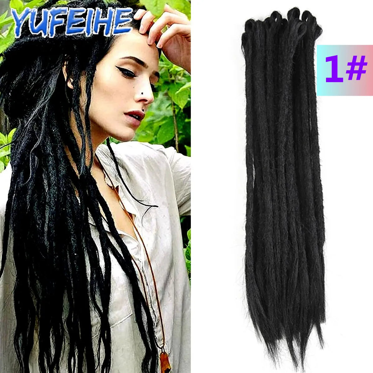 20 Polegada sintético 100% artesanal dreadlock extensões de cabelo fino crochê trançado cabelo backcombed dreads reggae estilo cabelo hippie