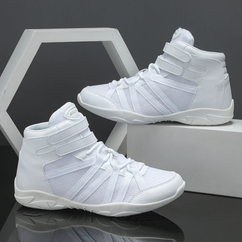 BAXINIER - Zapatillas blancas altas de animadora para niñas, ligeras, para competición juvenil, para entrenamiento de baile y tenis