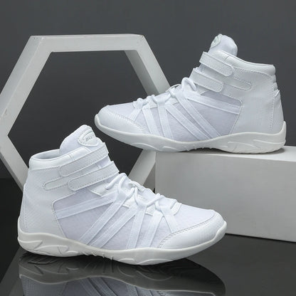 BAXINIER - Zapatillas blancas altas de animadora para niñas, ligeras, para competición juvenil, para entrenamiento de baile y tenis