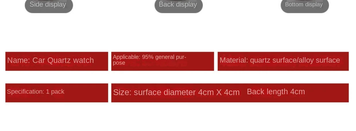 Car Clock Luminous Mini Automobiles Internal Stick-On Digital Watch Mechanics Quartz Clocks Auto Ornament 40mm 43mm