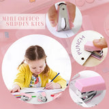 Mini Stapler Staple Punch Hole Tape Machine Set Ins Multifunction StationeryScrapbook Tool Box Office School Student Supplies