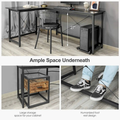 Homfa 66.5"(170cm) L Shape Desk Computer Gaming Laptop Desk Home Office Corner Workstation Table Study Desk 170x120x75cm