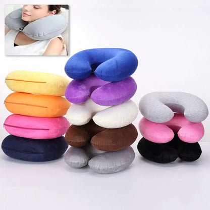Almohada de cuello en forma de U, inflable, para aliviar la fatiga, para viajes, reposacabezas de vuelo, cojín para dormir en forma de U para avión.