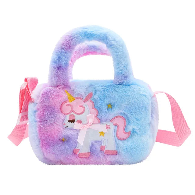 Bolso bandolera de unicornio kawaii para niños, bonito bolso de hombro de peluche, ideal para fiestas y regalos navideños. 